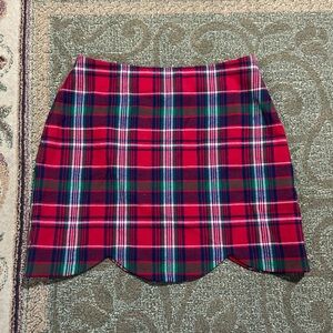 Vineyard vines preppy plaid scalloped hem mini skirt wool blend Sz 4